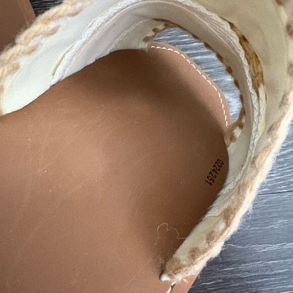 NIB Chloé X High Summer Woody Linen Logo Whipstitch Sandals Vanilla Ice 37 (7) - Picture 6 of 15